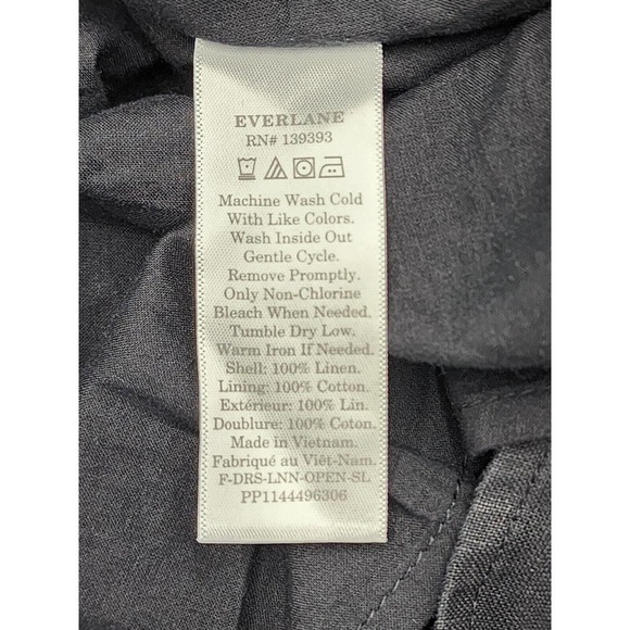 Everlane The Linen Open Back Dress Black Sleeveless Tiered Midi Size 00 NWT - Picture 11 of 12